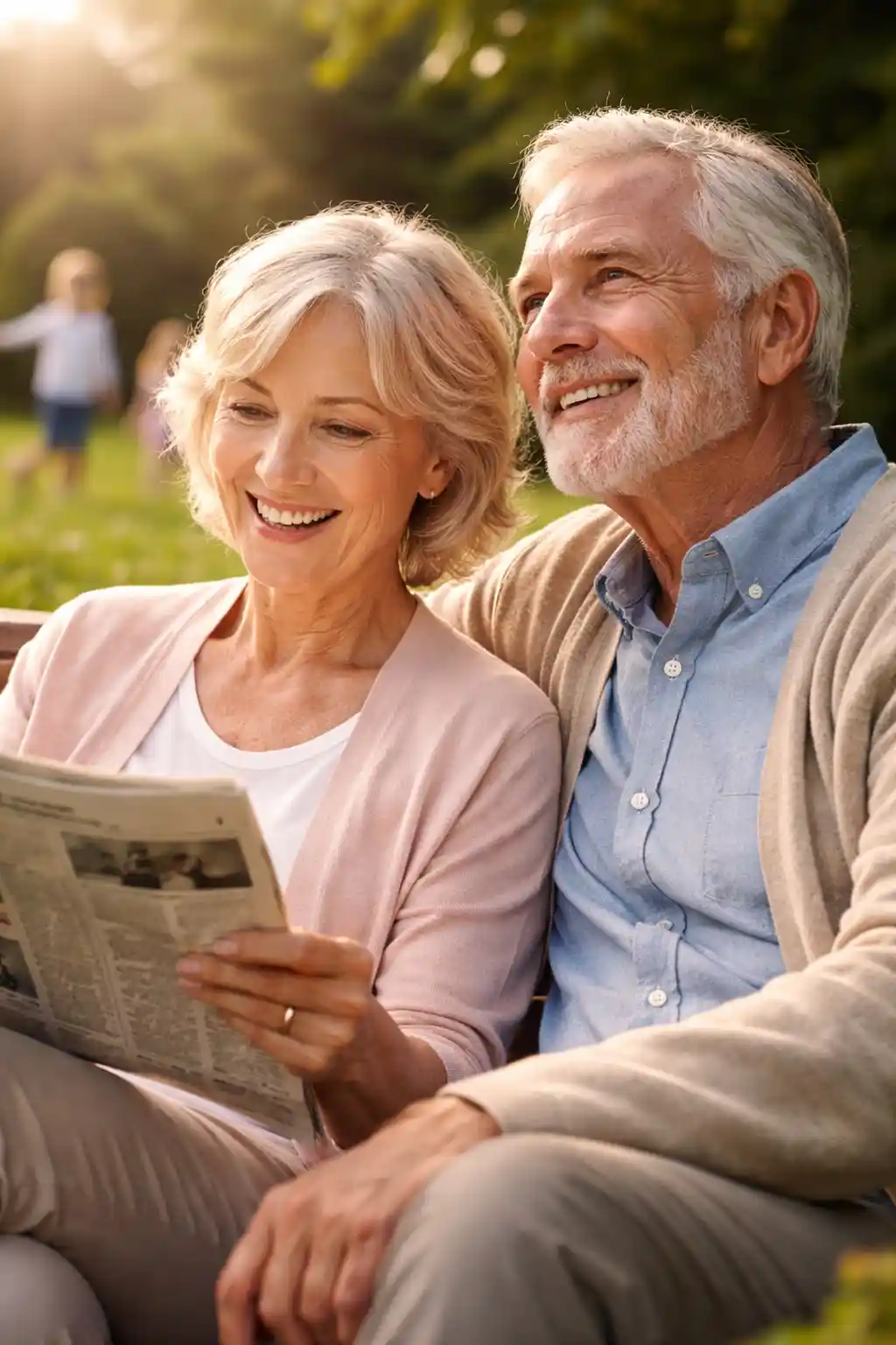 Senior couple enjoying clear vision and independence in a park